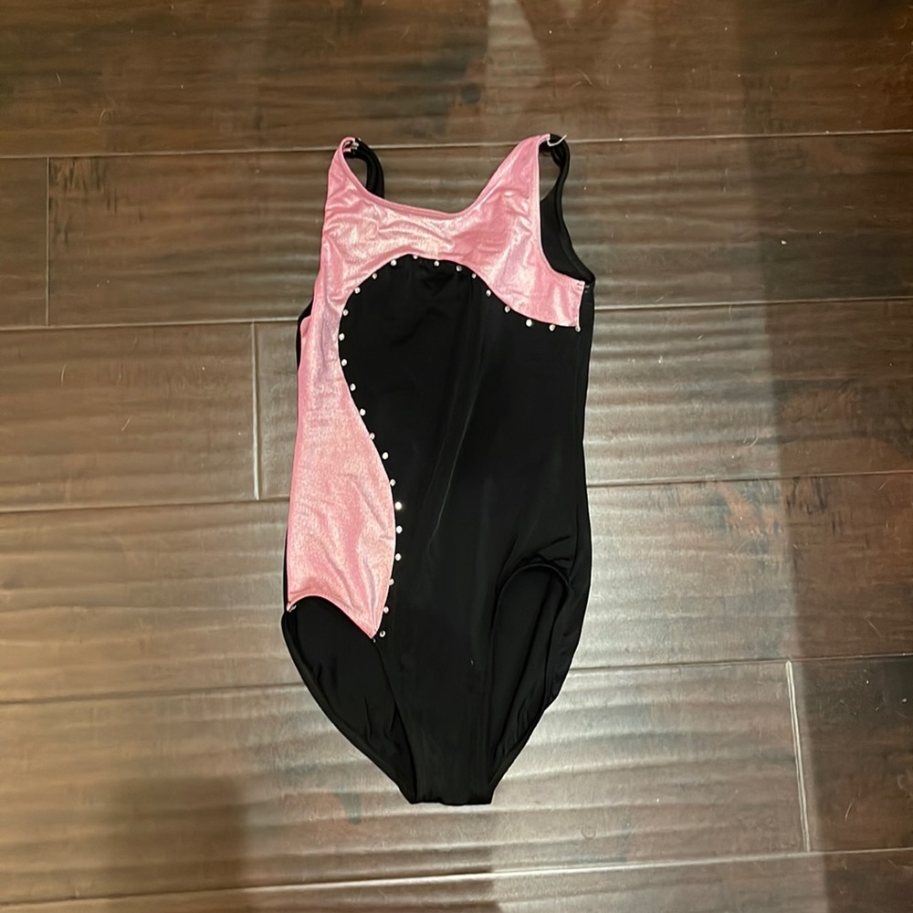 Balera leotard pink and black with rhinestones. Large child